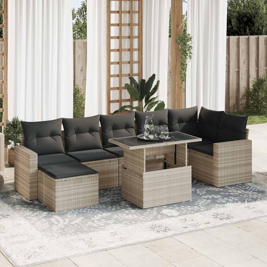 8-delige Loungeset met kussens poly rattan lichtgrijs is nu te koop bij PeponiXL, paradijselijk wonen!