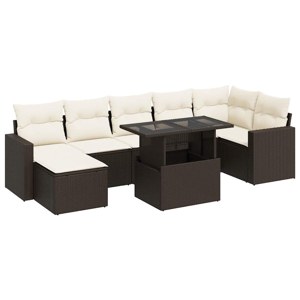 8-delige Loungeset met kussens poly rattan bruin is nu te koop bij PeponiXL, paradijselijk wonen!