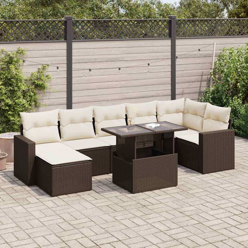 8-delige Loungeset met kussens poly rattan bruin is nu te koop bij PeponiXL, paradijselijk wonen!