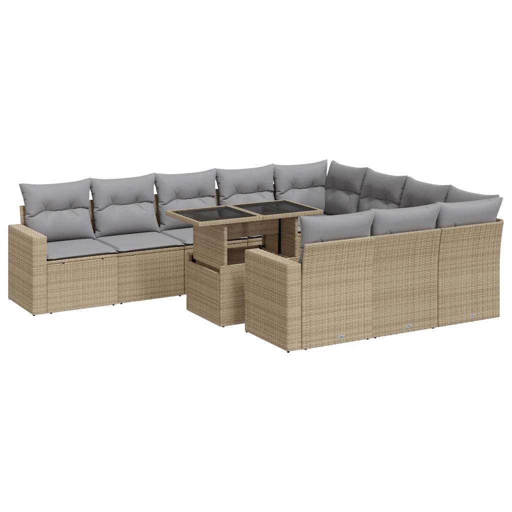11-delige Tuinset met kussens poly rattan beige is nu te koop bij PeponiXL, paradijselijk wonen!
