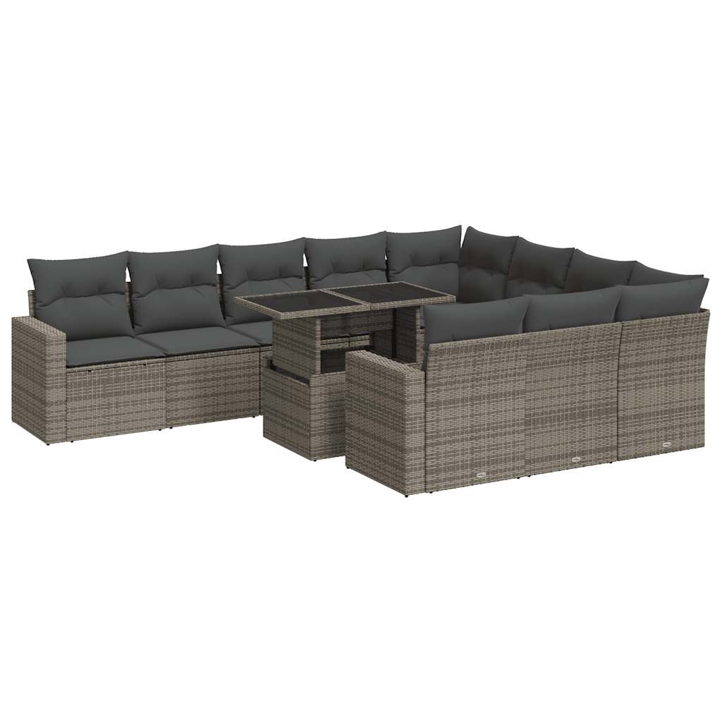 11-delige Loungeset met kussens poly rattan grijs is nu te koop bij PeponiXL, paradijselijk wonen!