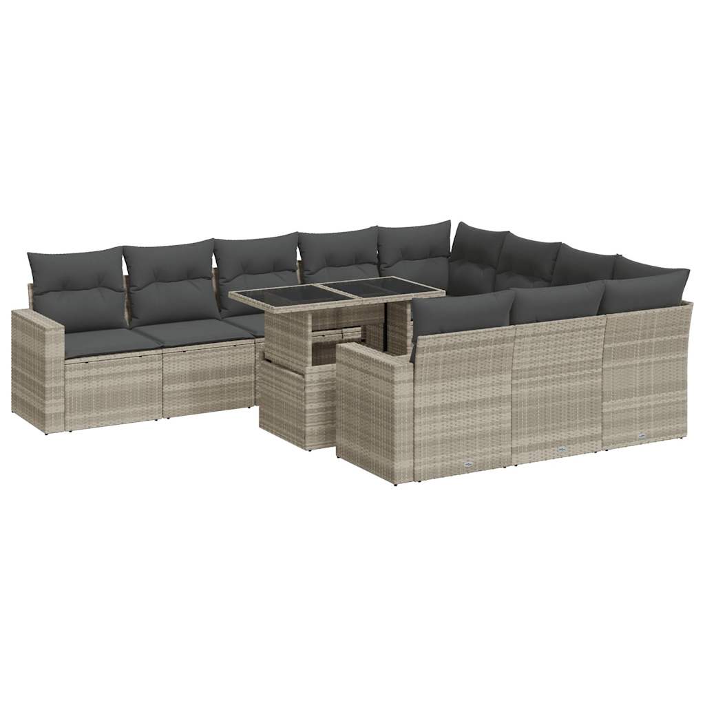 11-delige Loungeset met kussens poly rattan lichtgrijs is nu te koop bij PeponiXL, paradijselijk wonen!