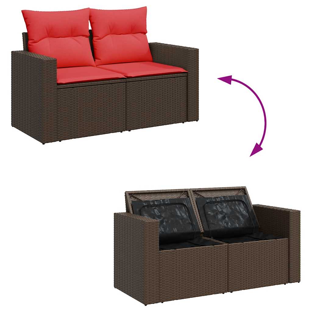 11-delige Loungeset met kussens poly rattan acacia bruin is nu te koop bij PeponiXL, paradijselijk wonen!