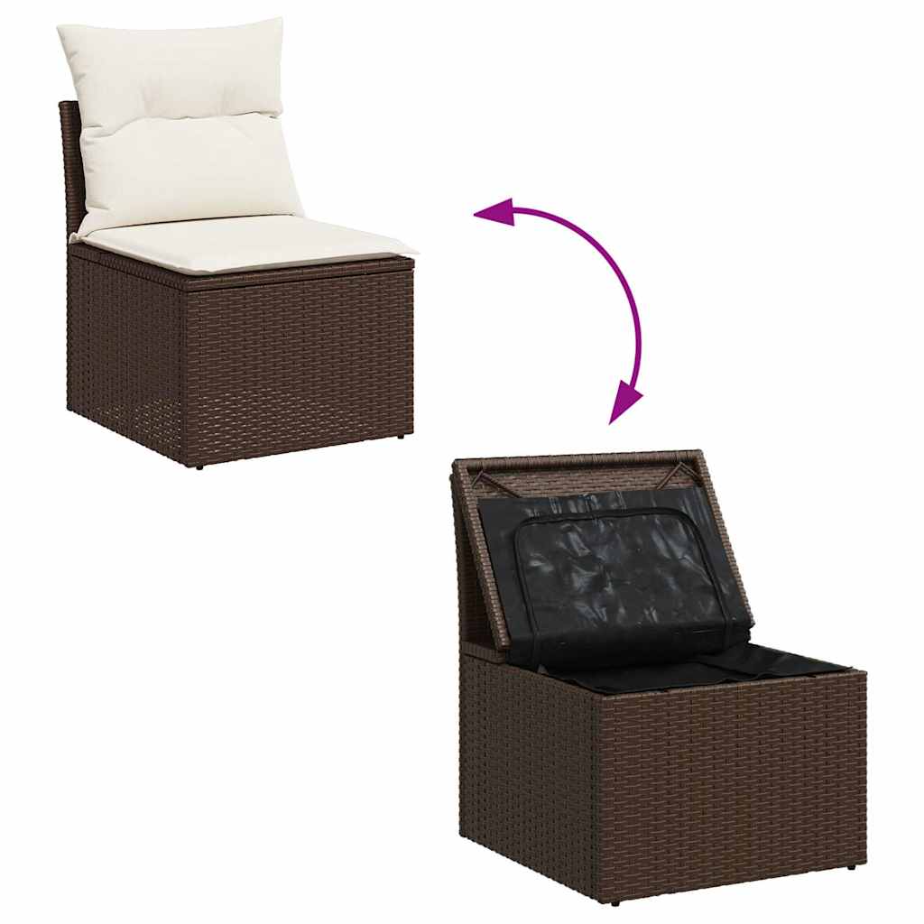6-delige Loungeset met kussens poly rattan bruin is nu te koop bij PeponiXL, paradijselijk wonen!