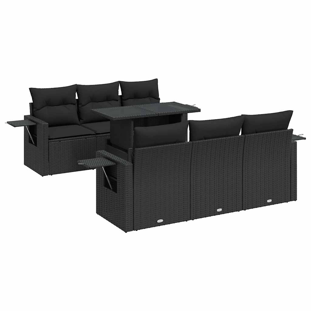 7-delige Loungeset met kussens poly rattan zwart is nu te koop bij PeponiXL, paradijselijk wonen!