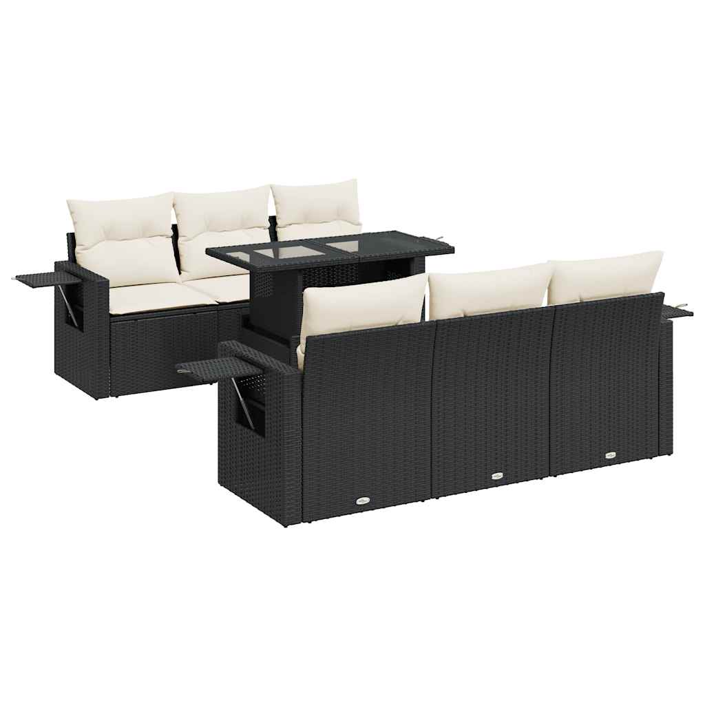 7-delige Loungeset met kussens poly rattan zwart is nu te koop bij PeponiXL, paradijselijk wonen!