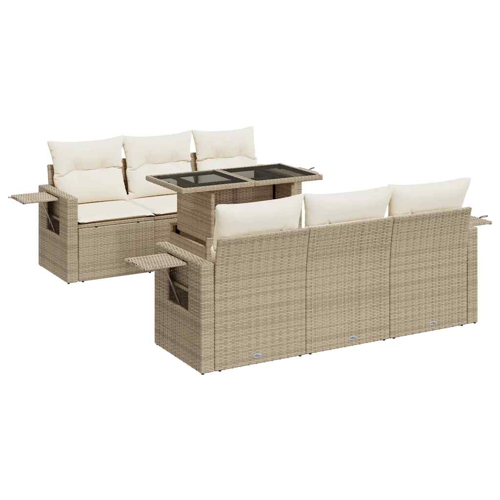 7-delige Loungeset met kussens poly rattan beige is nu te koop bij PeponiXL, paradijselijk wonen!