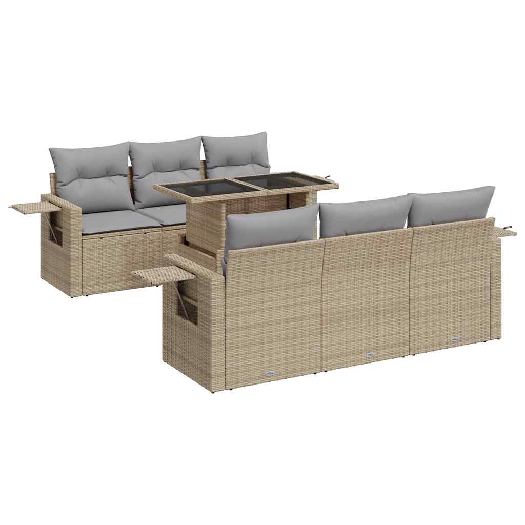 7-delige Loungeset met kussens poly rattan beige is nu te koop bij PeponiXL, paradijselijk wonen!