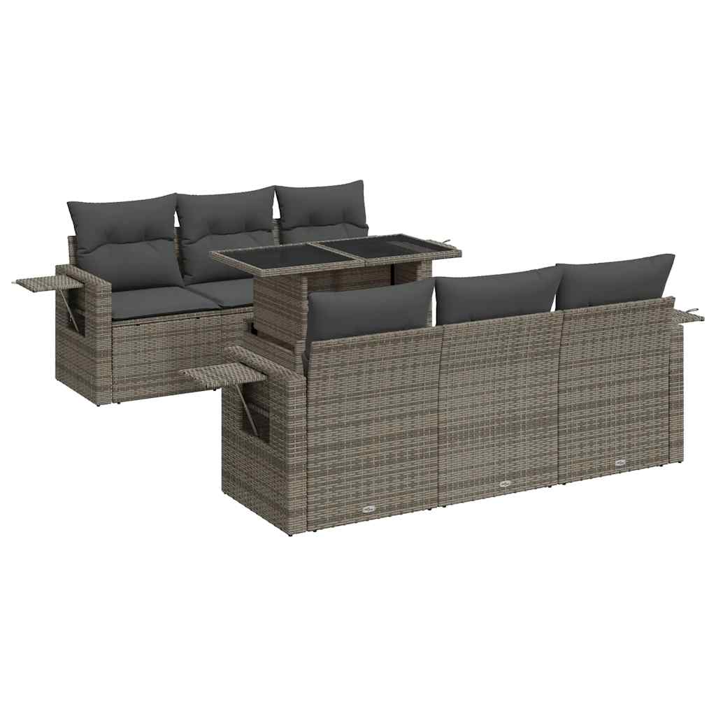 7-delige Loungeset met kussens poly rattan grijs is nu te koop bij PeponiXL, paradijselijk wonen!