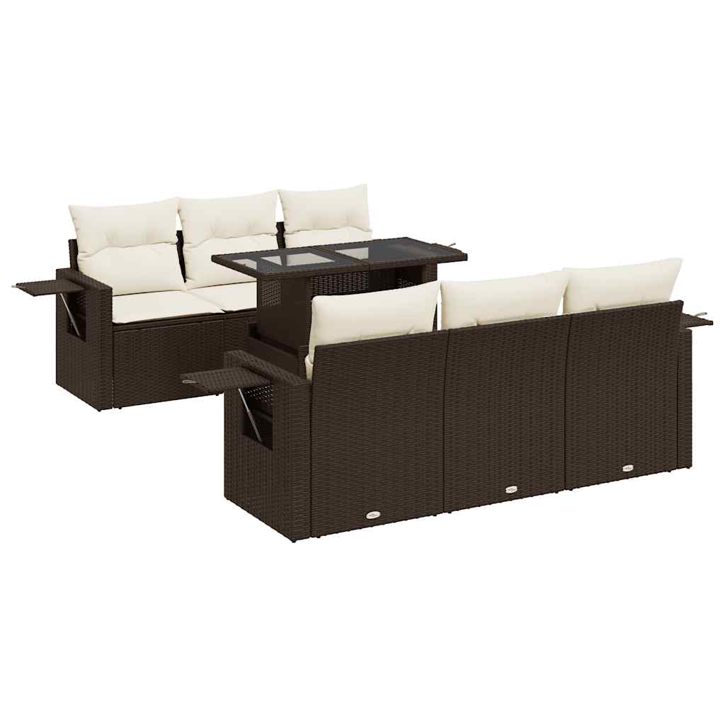 7-delige Loungeset met kussens poly rattan bruin is nu te koop bij PeponiXL, paradijselijk wonen!