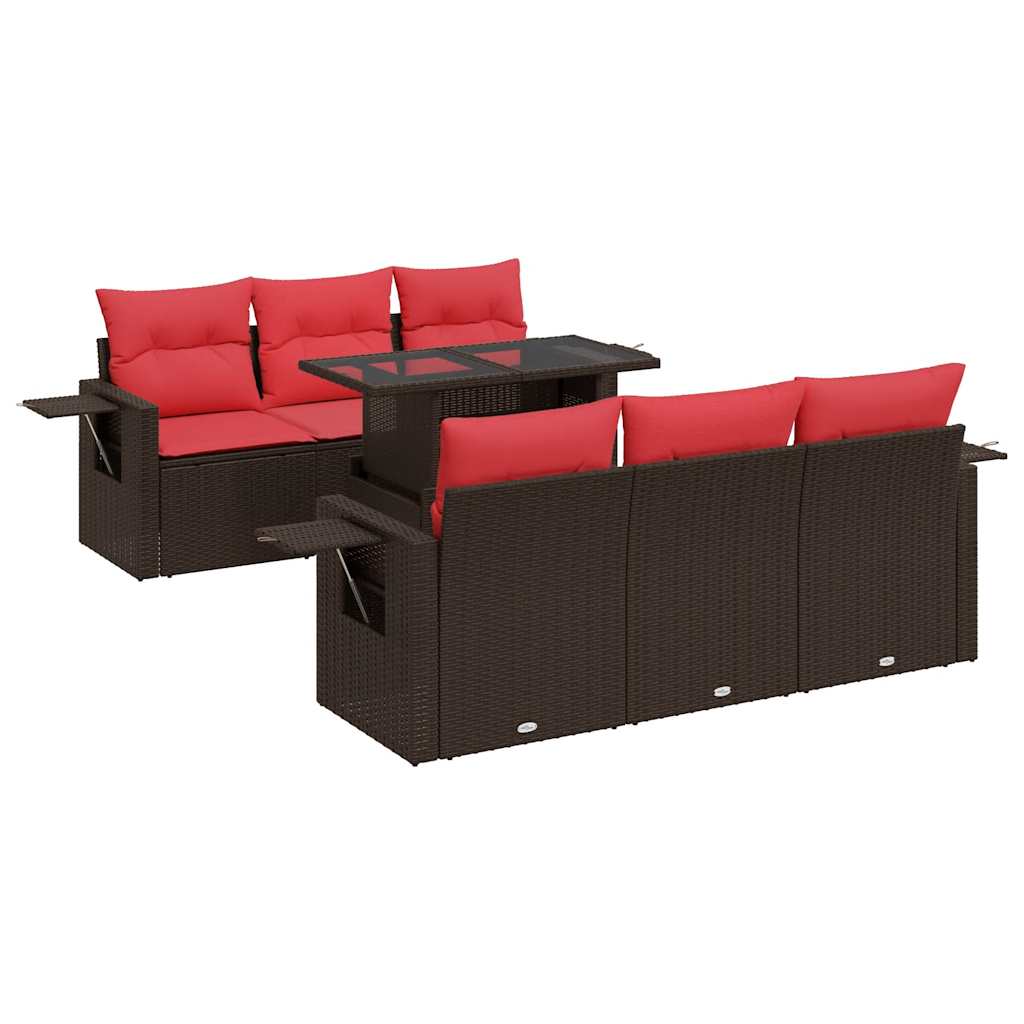 7-delige Loungeset met kussens poly rattan acacia bruin is nu te koop bij PeponiXL, paradijselijk wonen!