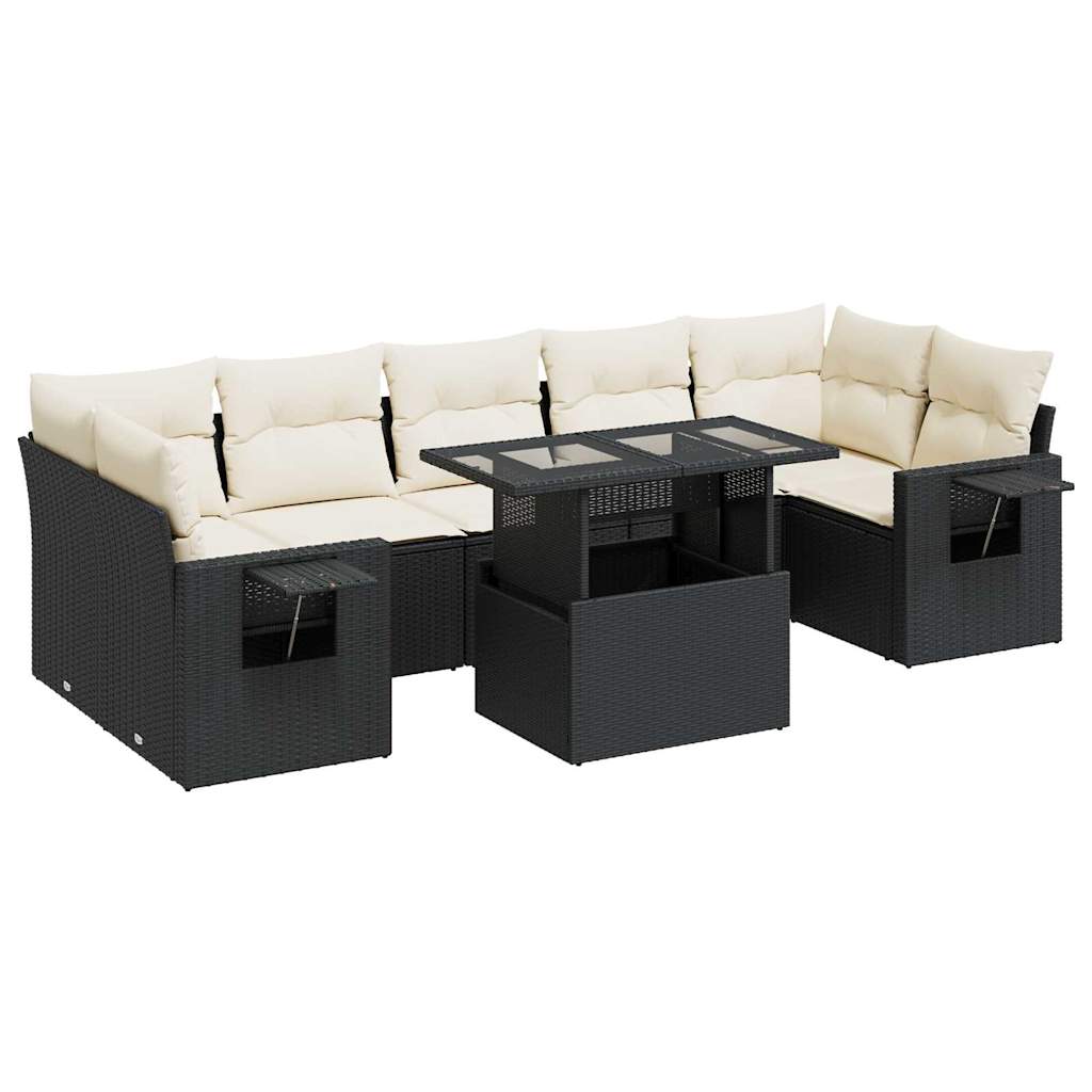 8-delige Loungeset met kussens poly rattan zwart is nu te koop bij PeponiXL, paradijselijk wonen!