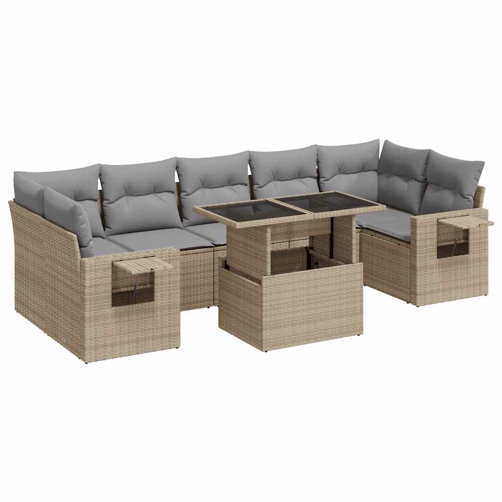8-delige Loungeset met kussens poly rattan beige is nu te koop bij PeponiXL, paradijselijk wonen!