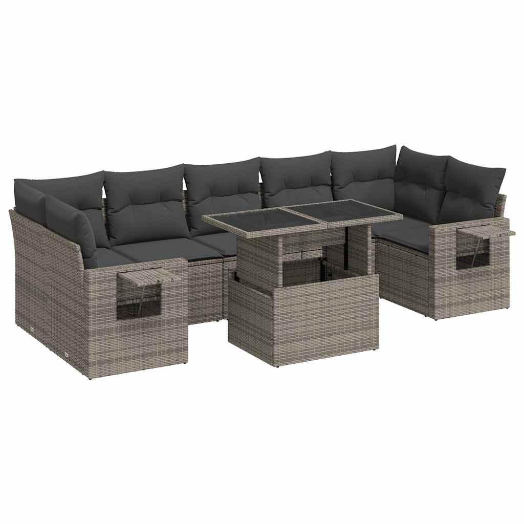 8-delige Loungeset met kussens poly rattan grijs is nu te koop bij PeponiXL, paradijselijk wonen!