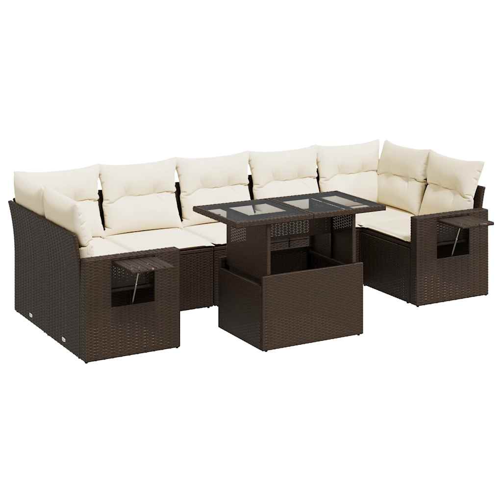 8-delige Loungeset met kussens poly rattan bruin is nu te koop bij PeponiXL, paradijselijk wonen!