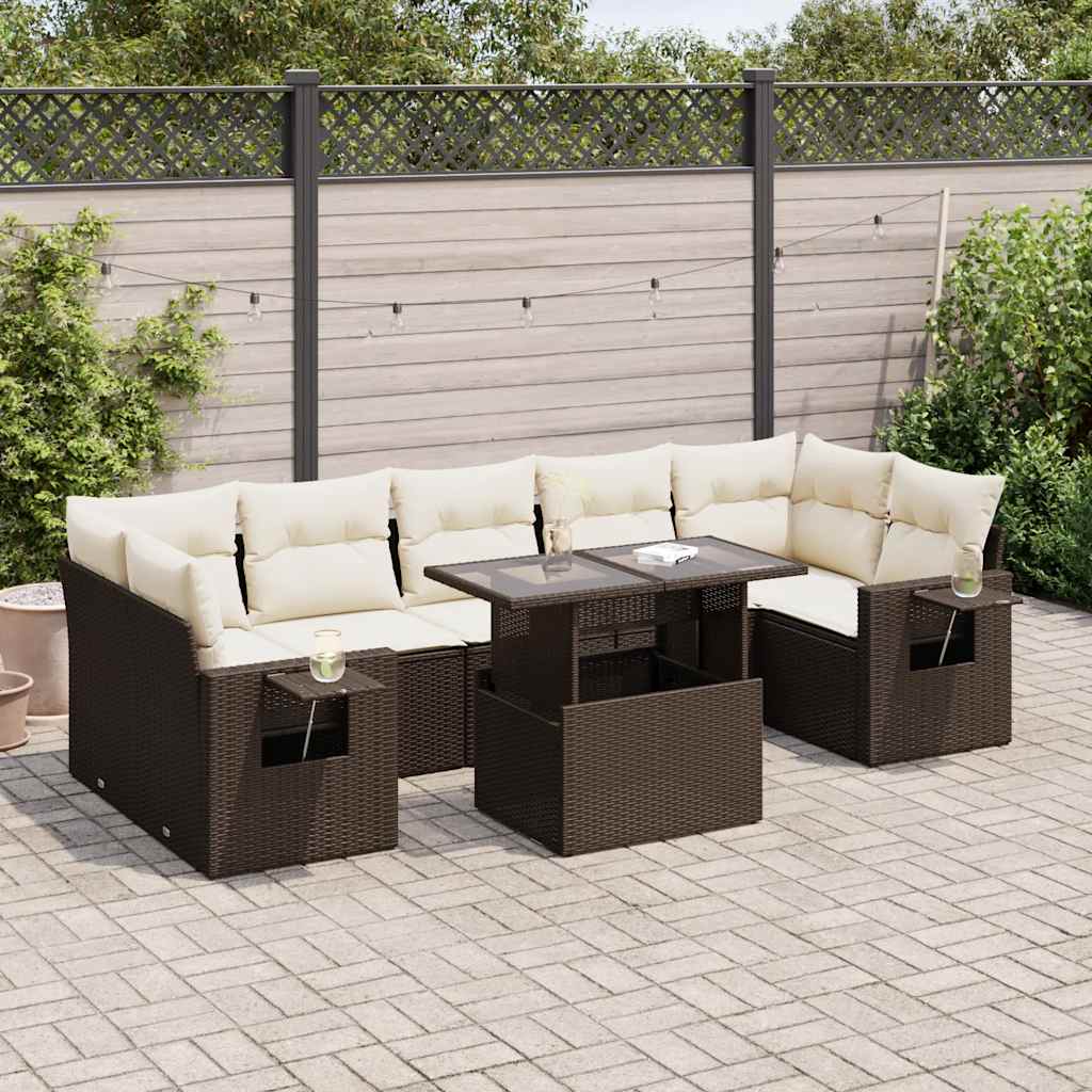 8-delige Loungeset met kussens poly rattan bruin is nu te koop bij PeponiXL, paradijselijk wonen!