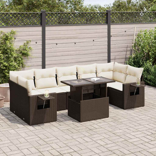 8-delige Loungeset met kussens poly rattan bruin is nu te koop bij PeponiXL, paradijselijk wonen!