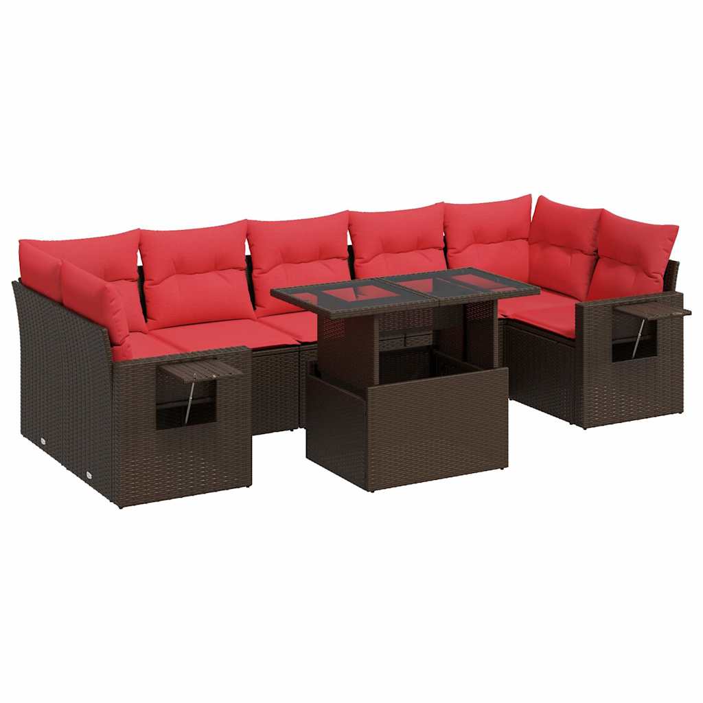 8-delige Loungeset met kussens poly rattan acacia bruin is nu te koop bij PeponiXL, paradijselijk wonen!