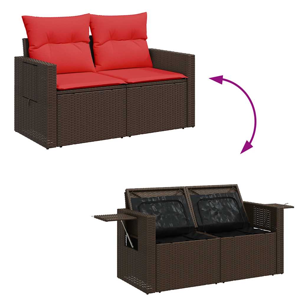 8-delige Loungeset met kussens poly rattan acacia bruin is nu te koop bij PeponiXL, paradijselijk wonen!