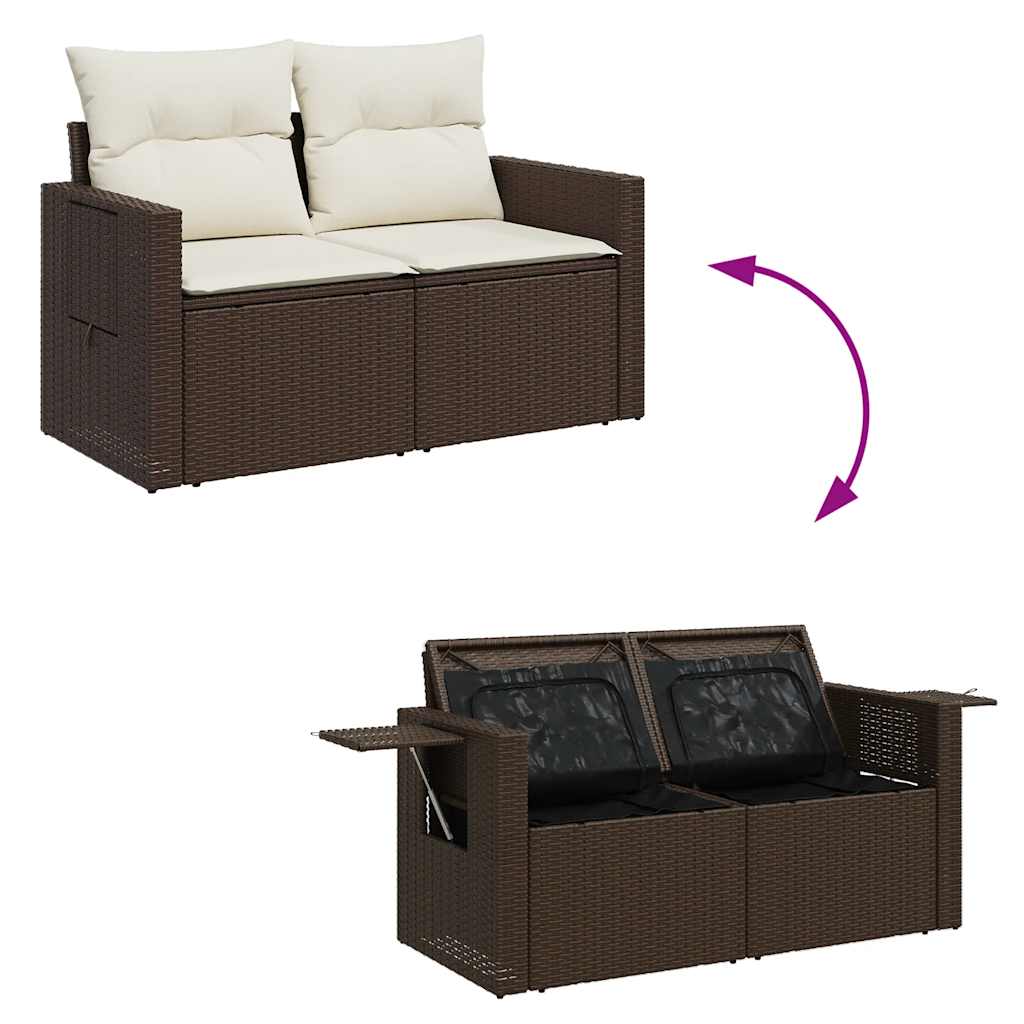 9-delige Loungeset met kussens poly rattan bruin is nu te koop bij PeponiXL, paradijselijk wonen!