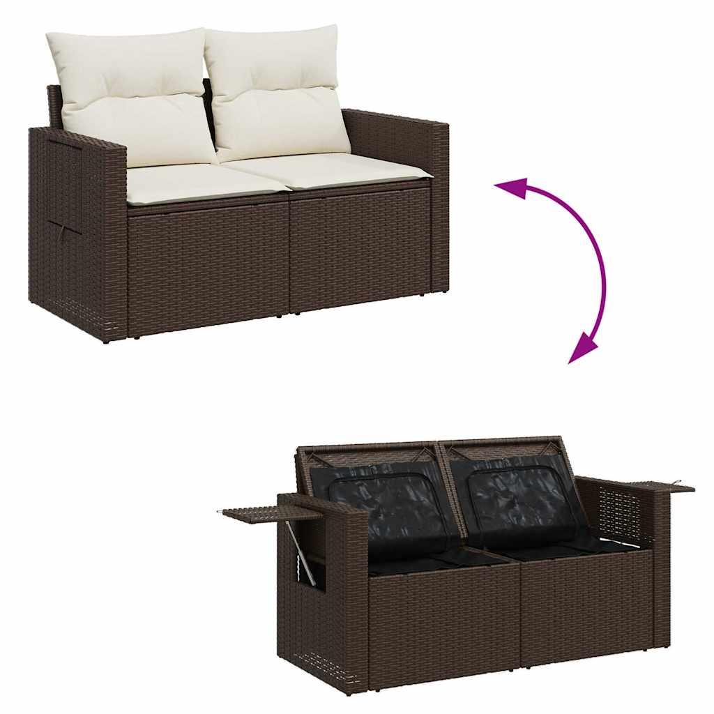 6-delige Loungeset met kussens poly rattan bruin is nu te koop bij PeponiXL, paradijselijk wonen!