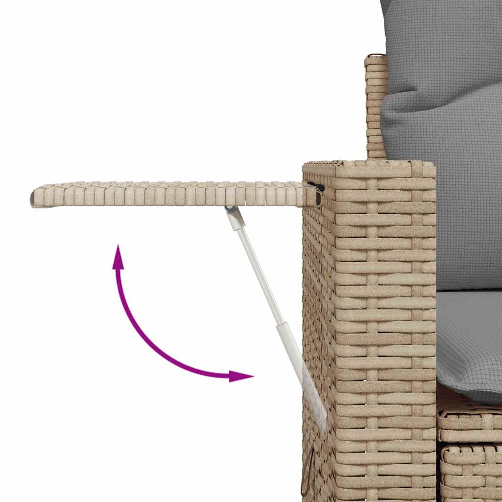 9-delige Loungeset met kussens poly rattan beige