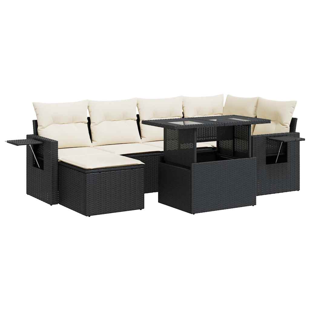 7-delige Loungeset met kussens poly rattan zwart is nu te koop bij PeponiXL, paradijselijk wonen!