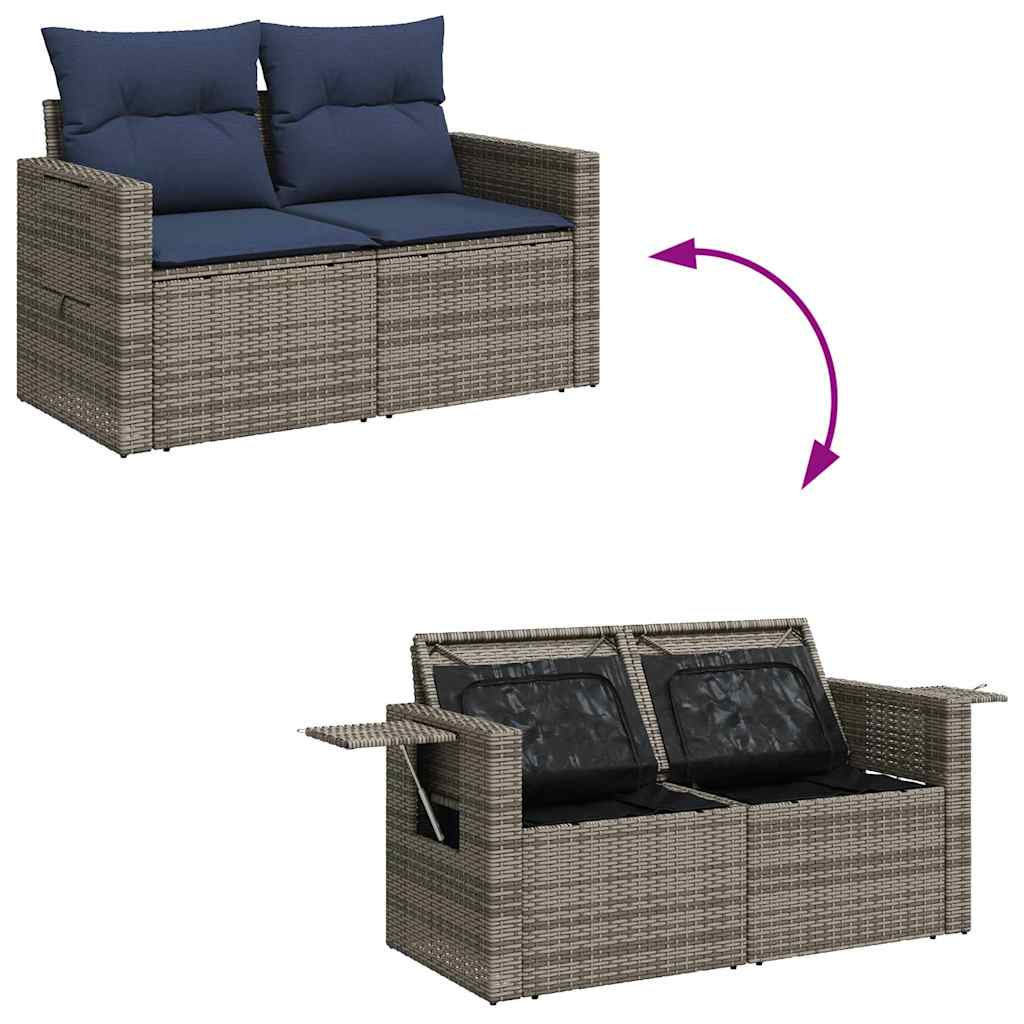 7-delige Loungeset met kussens poly rattan acacia grijs is nu te koop bij PeponiXL, paradijselijk wonen!