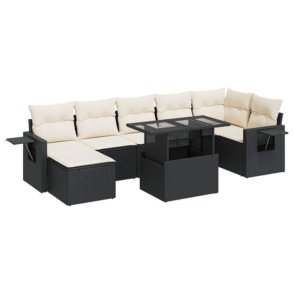 8-delige Loungeset met kussens poly rattan zwart is nu te koop bij PeponiXL, paradijselijk wonen!