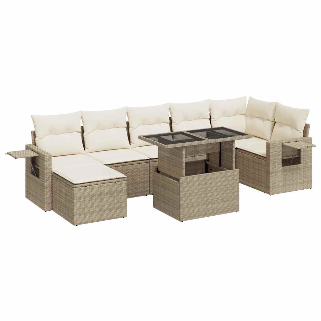 8-delige Loungeset met kussens poly rattan beige is nu te koop bij PeponiXL, paradijselijk wonen!