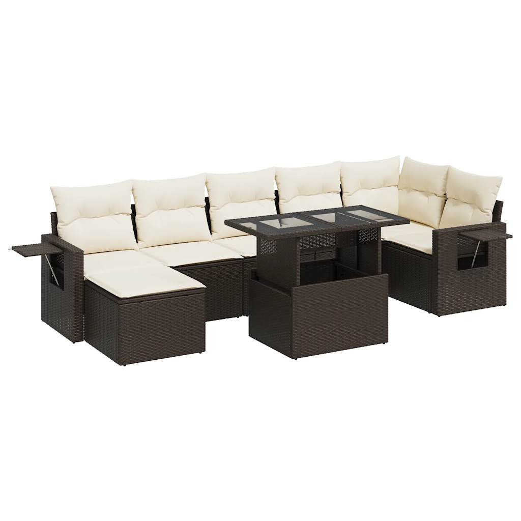 8-delige Loungeset met kussens poly rattan bruin is nu te koop bij PeponiXL, paradijselijk wonen!