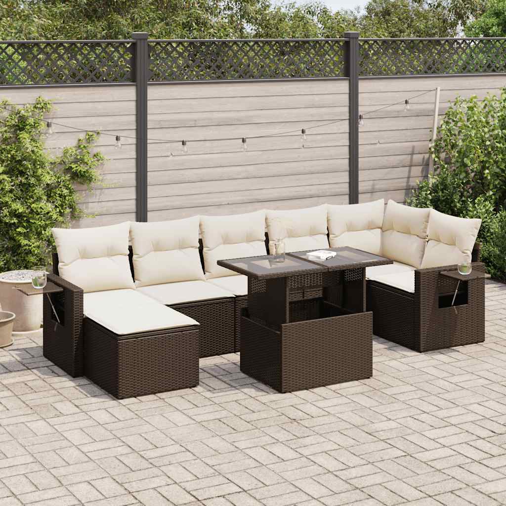 8-delige Loungeset met kussens poly rattan bruin is nu te koop bij PeponiXL, paradijselijk wonen!