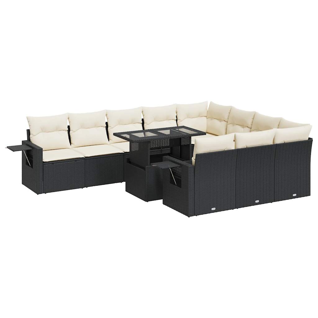 11-delige Loungeset met kussens poly rattan zwart is nu te koop bij PeponiXL, paradijselijk wonen!