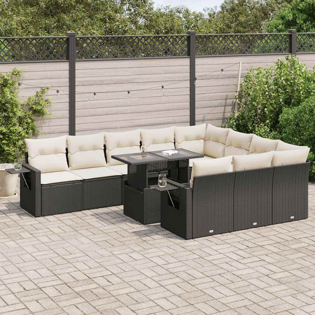 11-delige Loungeset met kussens poly rattan zwart is nu te koop bij PeponiXL, paradijselijk wonen!