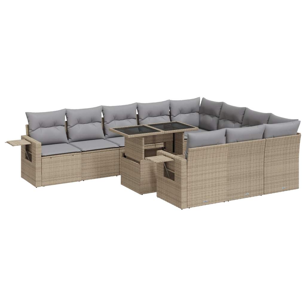 11-delige Tuinset met kussens poly rattan beige is nu te koop bij PeponiXL, paradijselijk wonen!