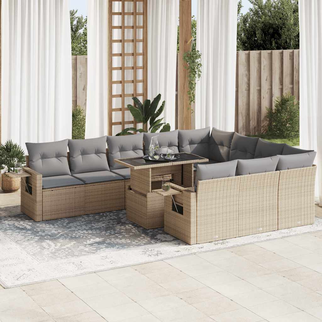 11-delige Tuinset met kussens poly rattan beige is nu te koop bij PeponiXL, paradijselijk wonen!