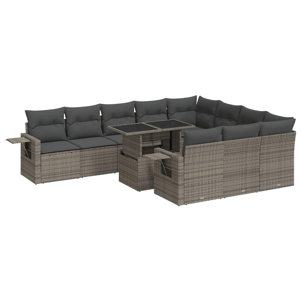 11-delige Loungeset met kussens poly rattan grijs is nu te koop bij PeponiXL, paradijselijk wonen!
