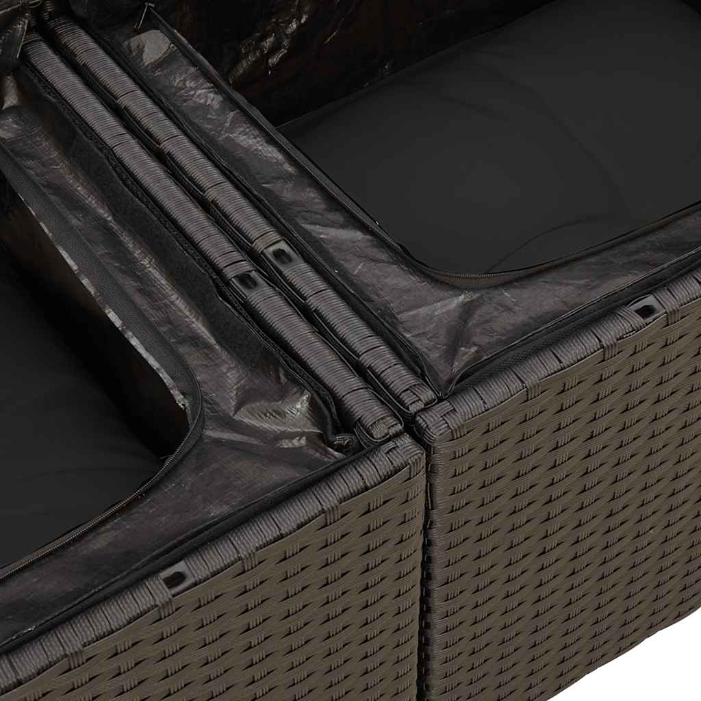 5-delige Loungeset met kussens poly rattan zwart is nu te koop bij PeponiXL, paradijselijk wonen!