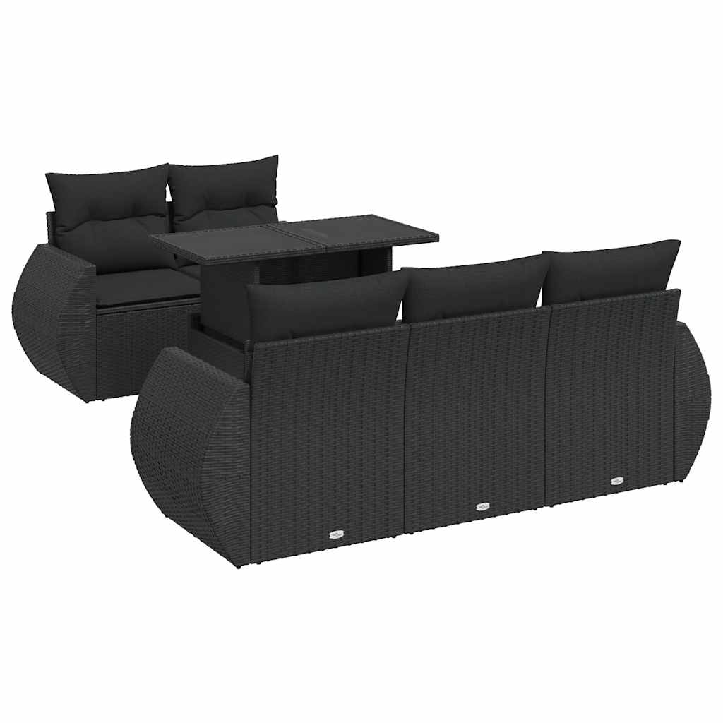 6-delige Loungeset met kussens poly rattan zwart is nu te koop bij PeponiXL, paradijselijk wonen!