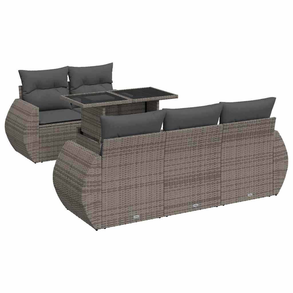 6-delige Loungeset met kussens poly rattan grijs is nu te koop bij PeponiXL, paradijselijk wonen!