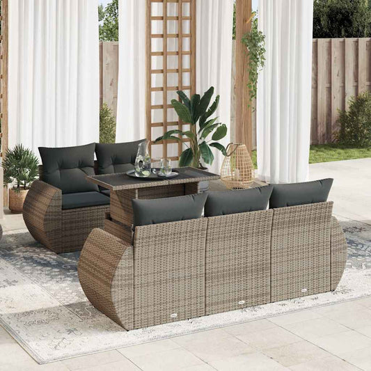 6-delige Loungeset met kussens poly rattan grijs is nu te koop bij PeponiXL, paradijselijk wonen!