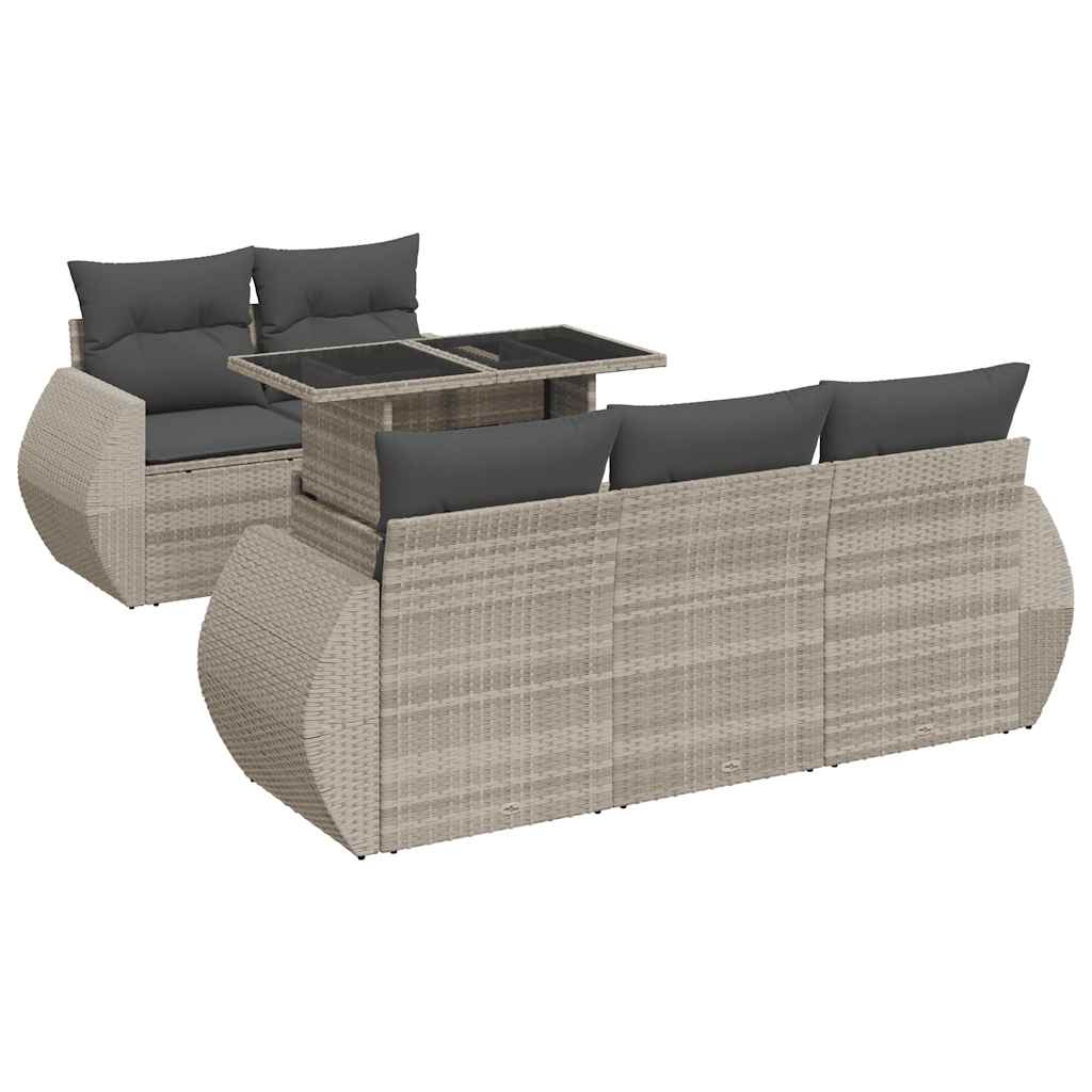 6-delige Loungeset met kussens poly rattan lichtgrijs is nu te koop bij PeponiXL, paradijselijk wonen!