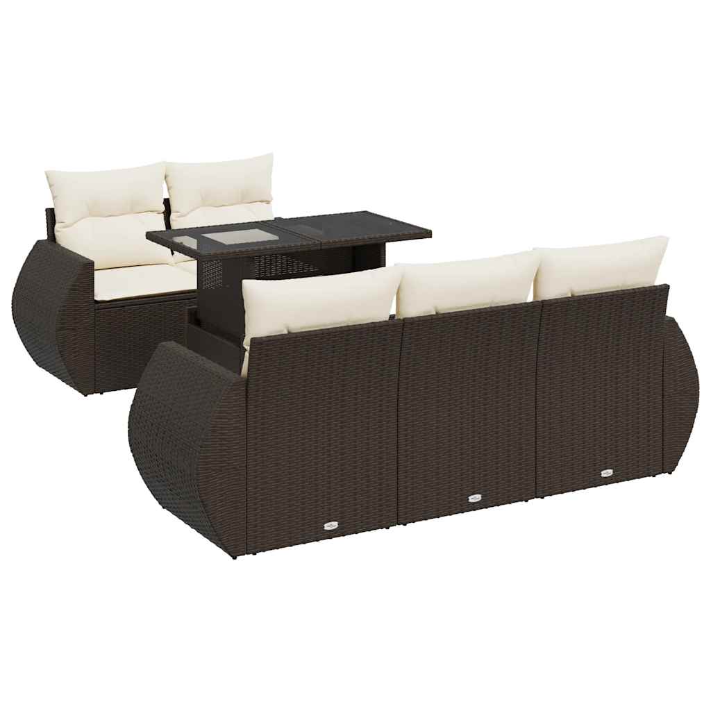 6-delige Loungeset met kussens poly rattan bruin is nu te koop bij PeponiXL, paradijselijk wonen!