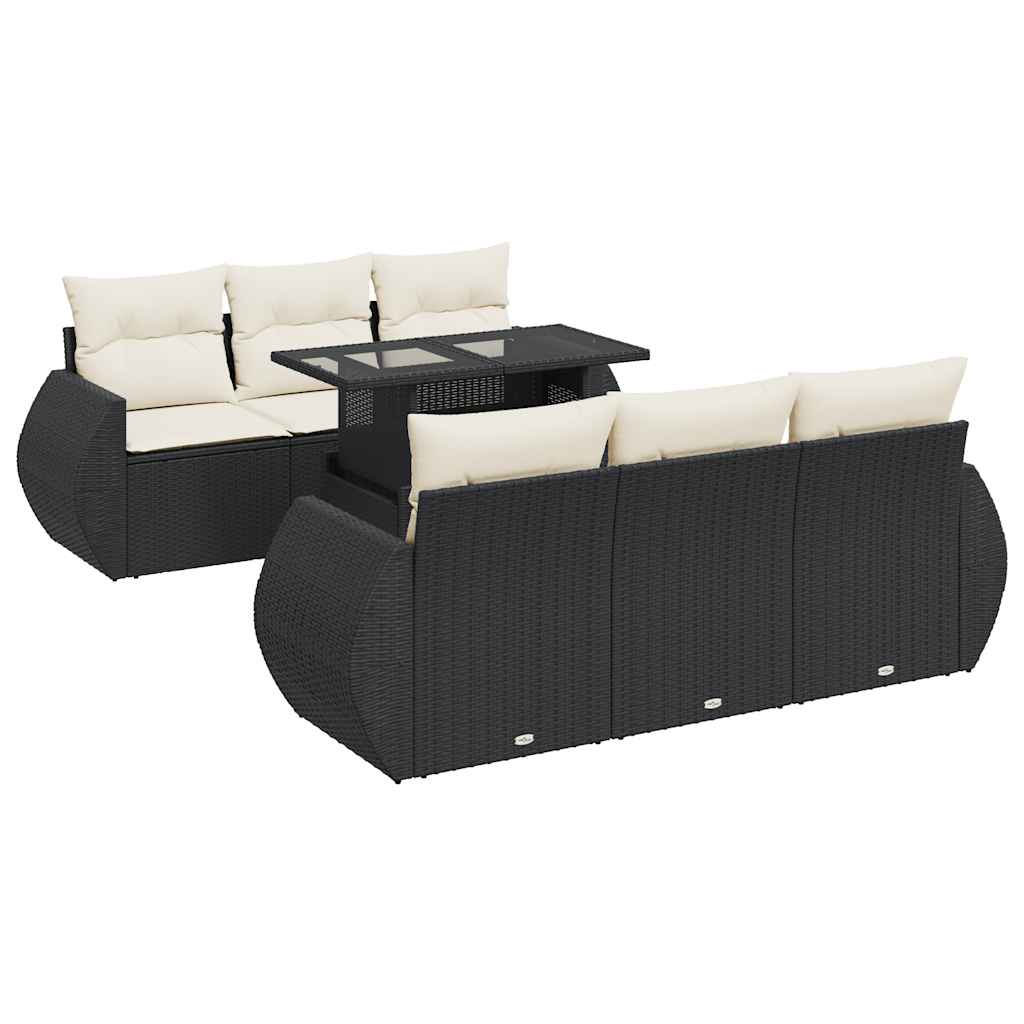 7-delige Loungeset met kussens poly rattan zwart is nu te koop bij PeponiXL, paradijselijk wonen!