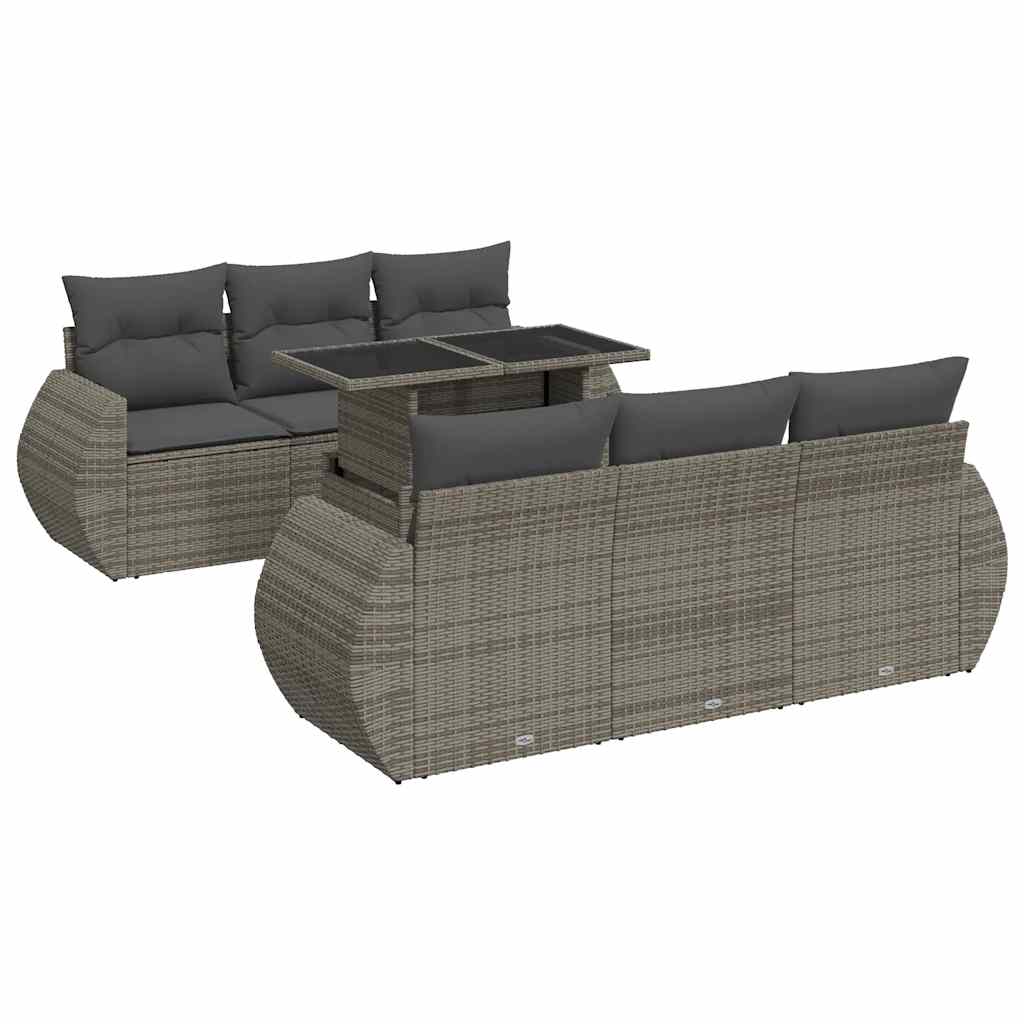 7-delige Loungeset met kussens poly rattan grijs is nu te koop bij PeponiXL, paradijselijk wonen!
