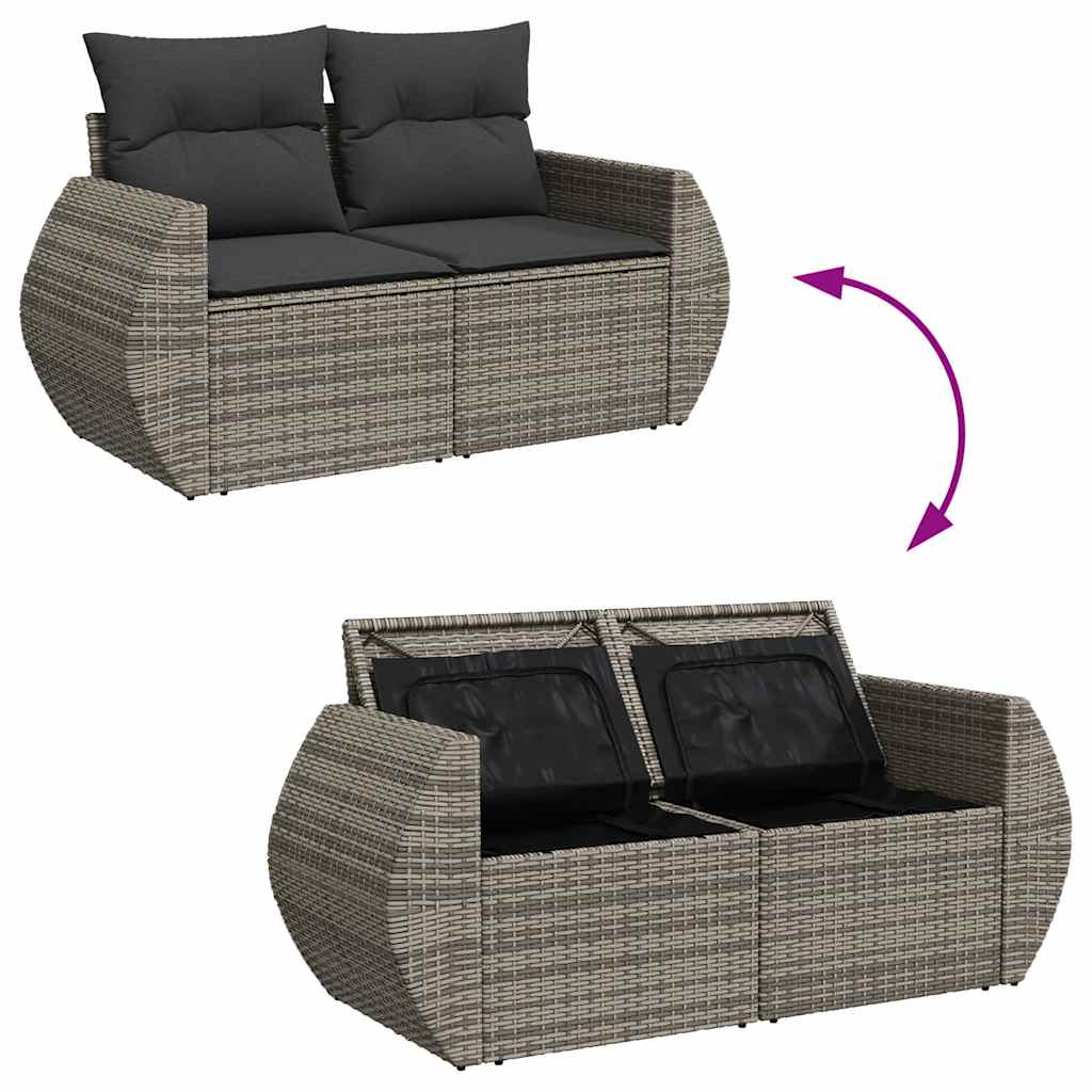 7-delige Loungeset met kussens poly rattan grijs is nu te koop bij PeponiXL, paradijselijk wonen!