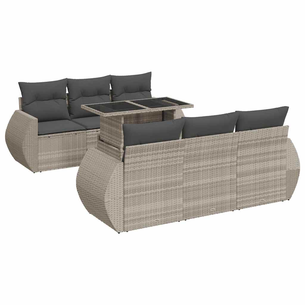 7-delige Loungeset met kussens poly rattan lichtgrijs is nu te koop bij PeponiXL, paradijselijk wonen!