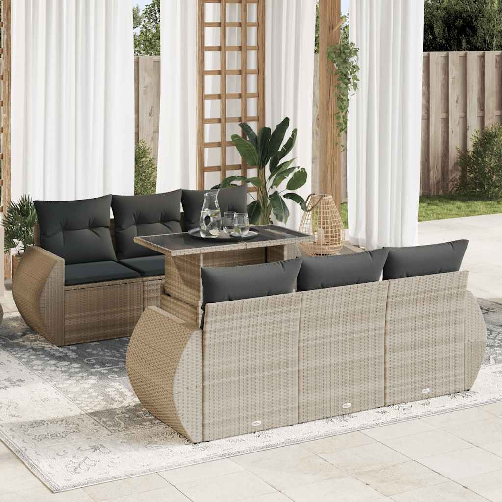 7-delige Loungeset met kussens poly rattan lichtgrijs is nu te koop bij PeponiXL, paradijselijk wonen!