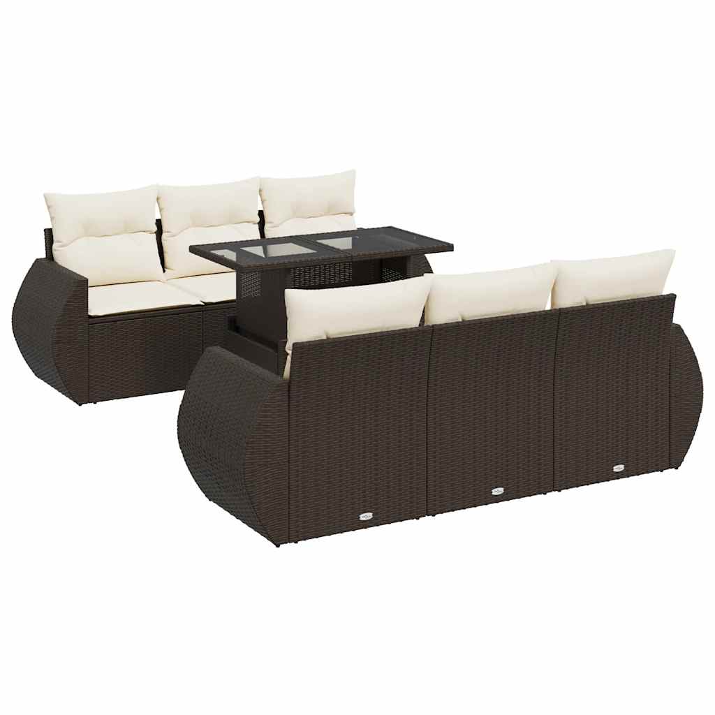7-delige Loungeset met kussens poly rattan bruin is nu te koop bij PeponiXL, paradijselijk wonen!