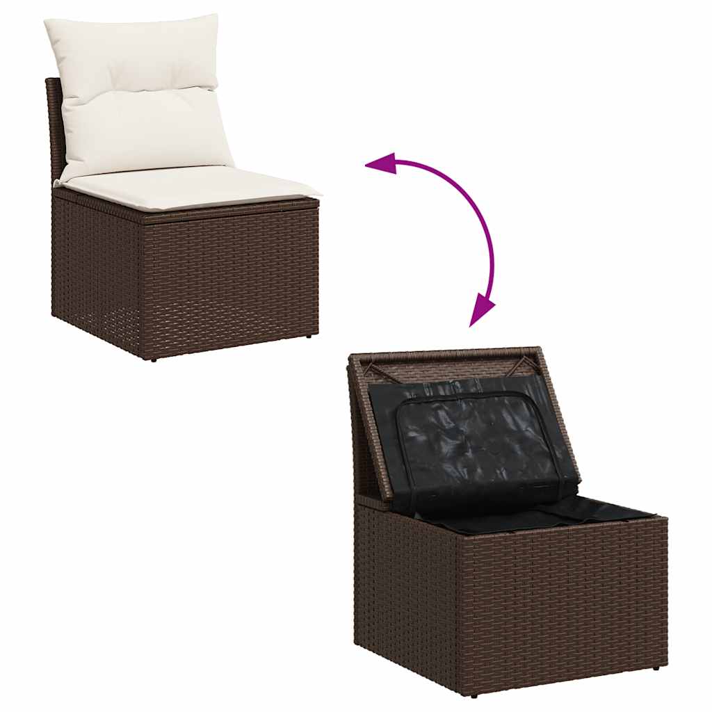 7-delige Loungeset met kussens poly rattan bruin is nu te koop bij PeponiXL, paradijselijk wonen!